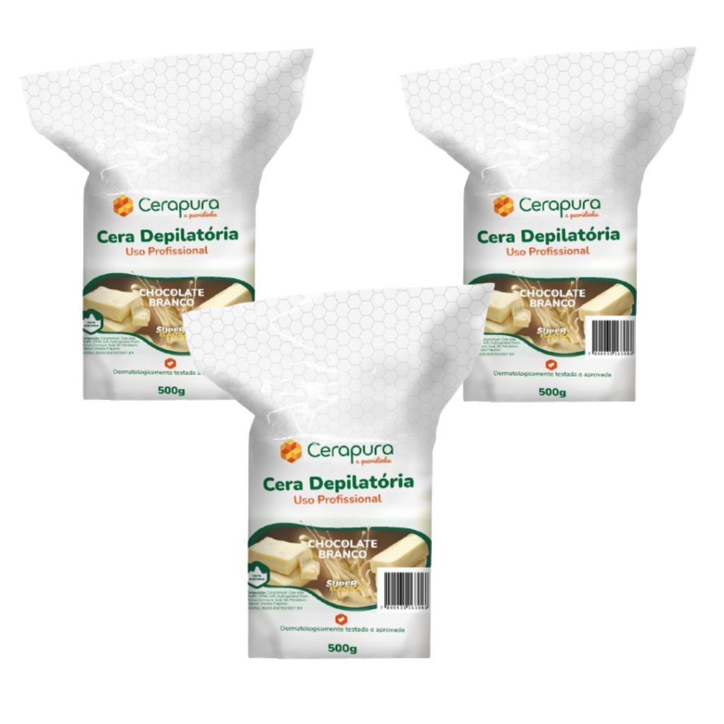 Kit com 3 Cera Chocolate Branco Cerapura (1,5kg de cera)