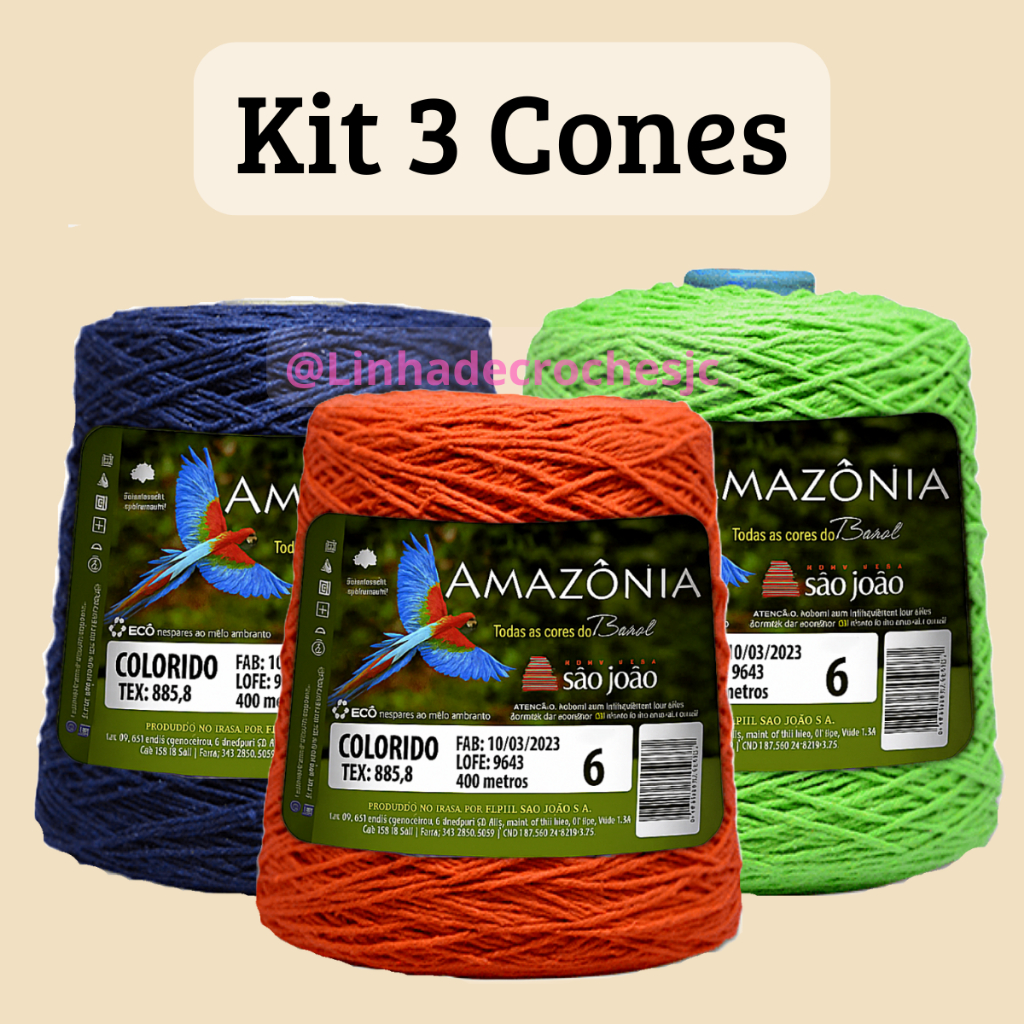 KIT 3 UNIDADES Barbante fio 4, 6 e 8 Amazonia 400 Escolha Sua Cor em Oferta na Shopee