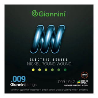 Encordoamento Guitarra Giannini 009 + 1º Mi Extra GEEGST9
