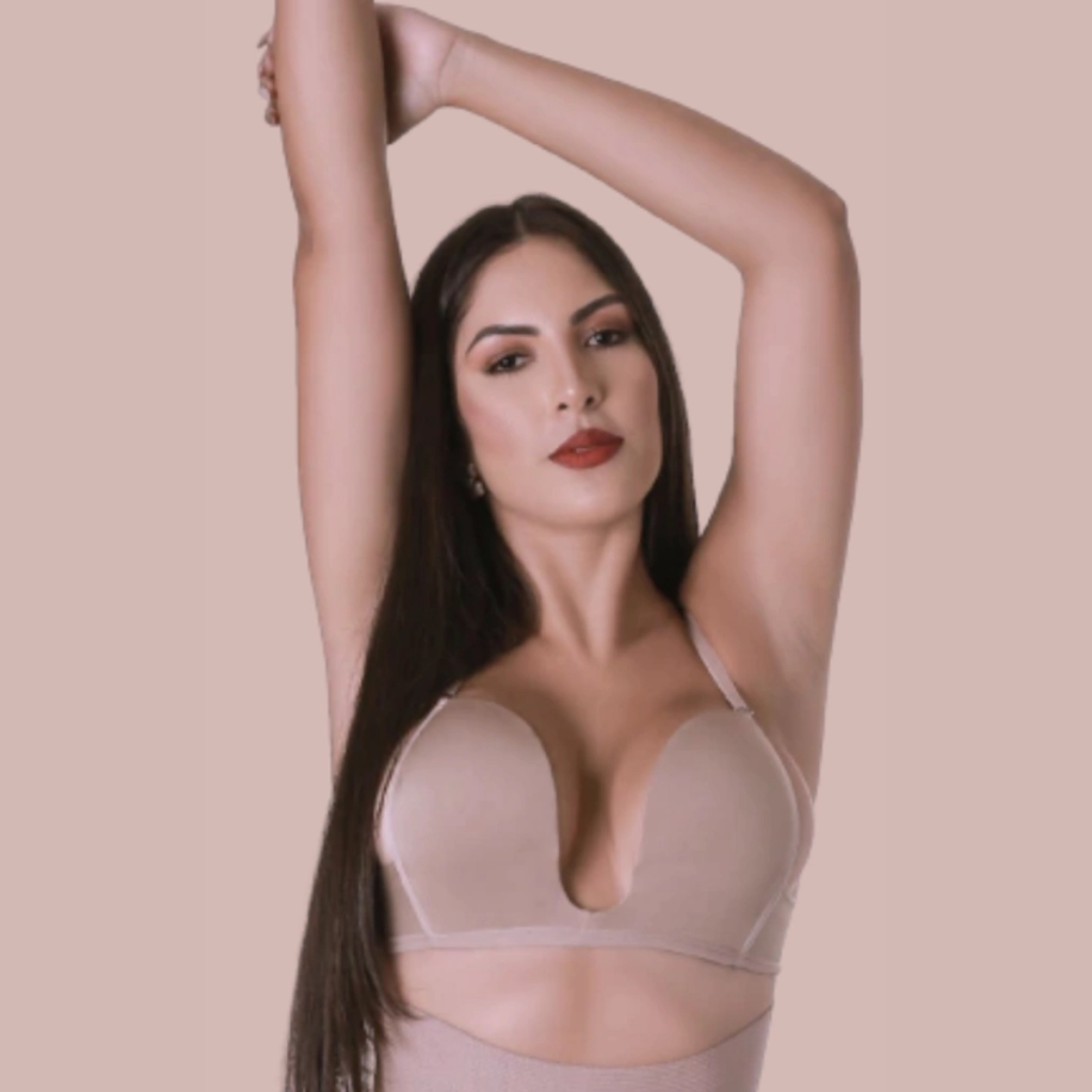 Sutiã Decote Profundo U Feminino Efeito Silicone Blusas Decotadas Invisível Conforto