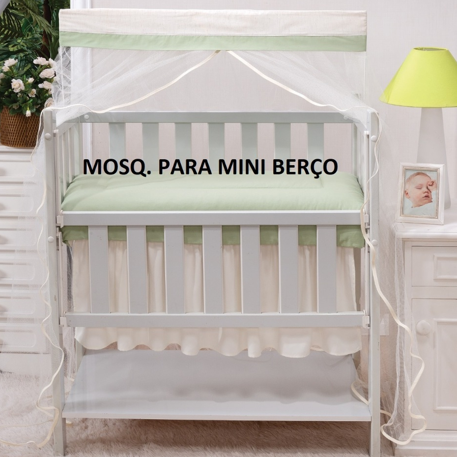 MOSQUITEIRO PRA *****MINI BERÇO ***** PALHA COM  BARRADO VERDE FIORENCE em Oferta na Shopee
