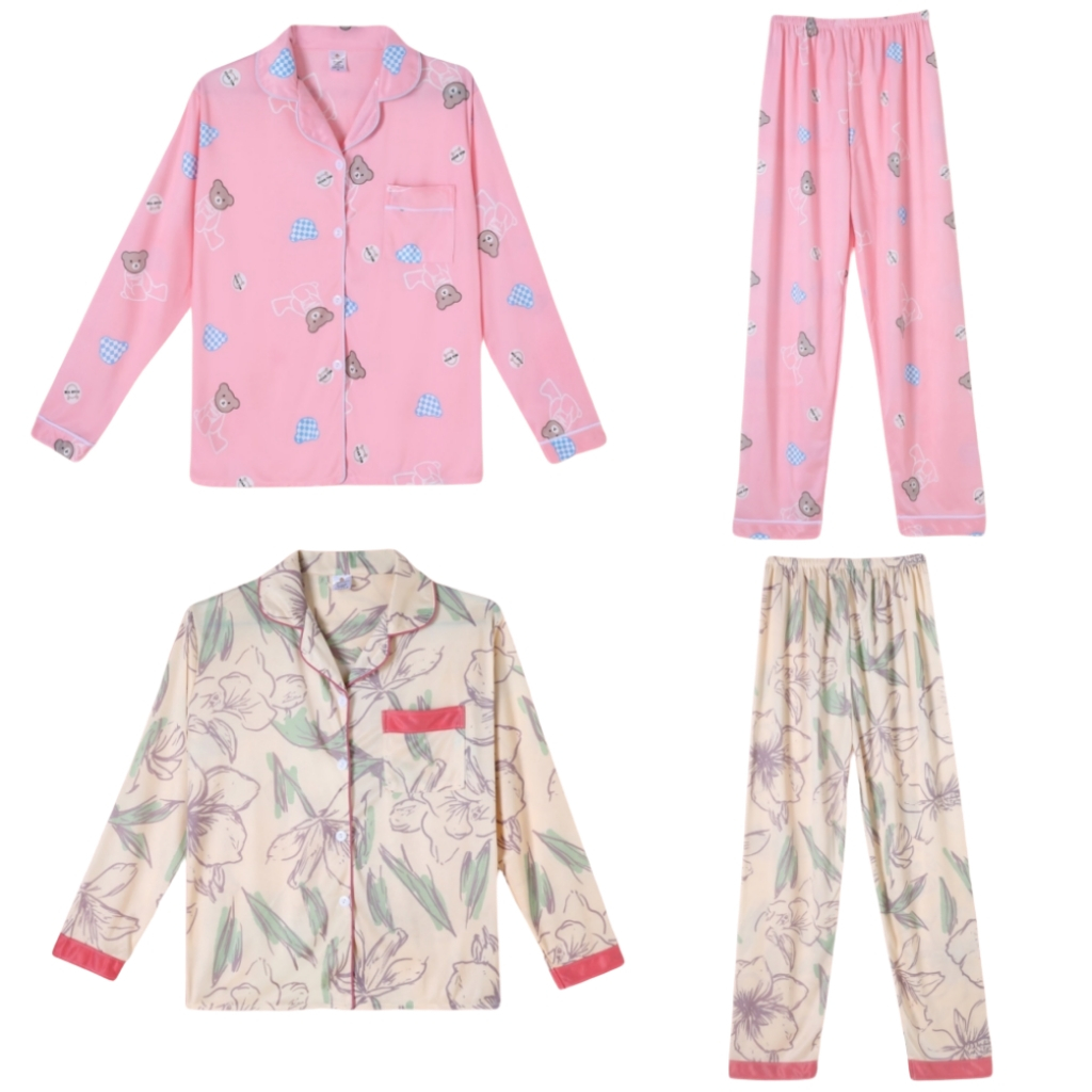 Z&D Lingerie Pijama Feminino Manga E Calça Longa Aberto Com Botão  SY12