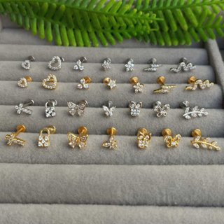 Piercing Aço Folheado Borboleta Coração Folhagem Cruz Raio Tragus Helix Conch Flet Cartilagem Lóbulo em Oferta na Shopee