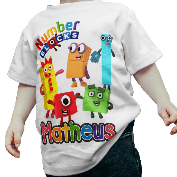 Camiseta Camisa Infantil Number Blocks blusa Nome Personalizado em Oferta na Shopee