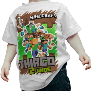 Camiseta Camisa infantil Minecraft JOGO mundo blocos em Oferta na Shopee