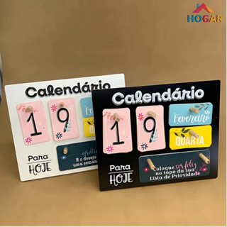 Calendário de Mesa Decorativo de Madeira com Plaquinhas Permanente Escritório Colorido Escolar em Oferta na Shopee