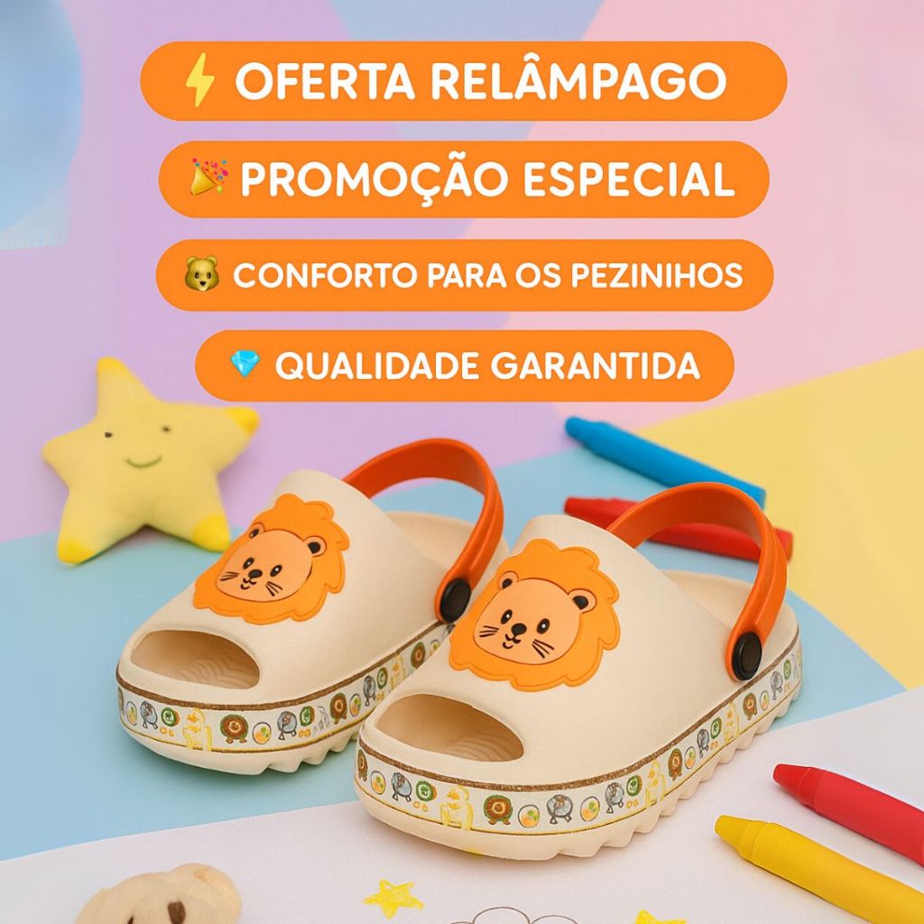 Babuche Infantil Safari Leão Sandália Infantil Safari Leve Confortável Envio Imediato em Oferta na Shopee