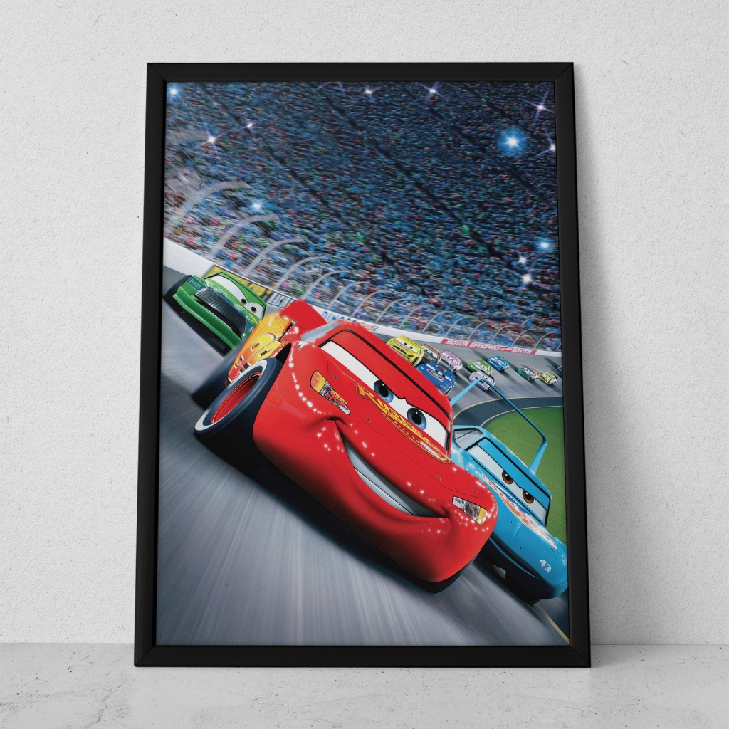 Quadro Decorativo Com Moldura Carros Disney Mcqueen Decoração & Parede em Oferta na Shopee