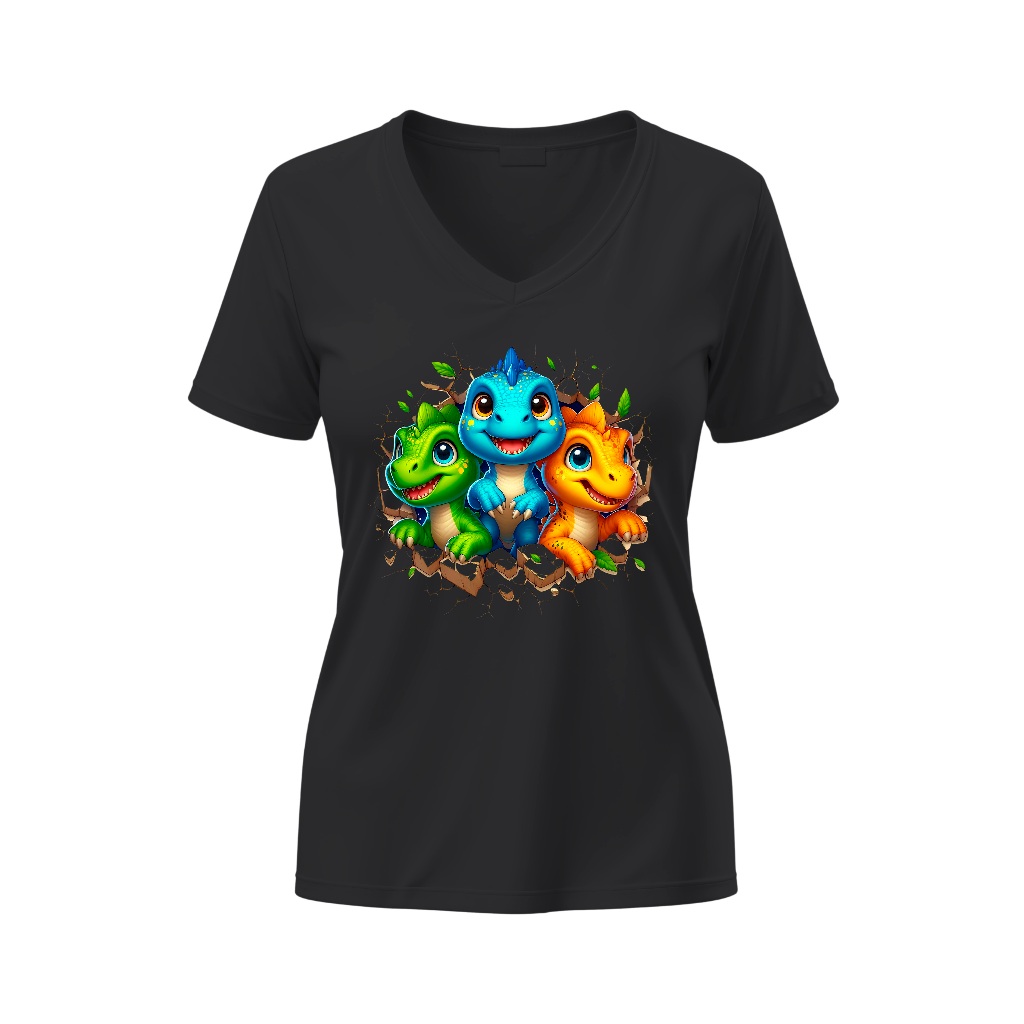 Camiseta Feminina Estampada Dinossauro Fofo Algodão Baby Look