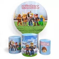 Kit Painel Roblox Tematico Capas + Trio Completo Aniversario Festa