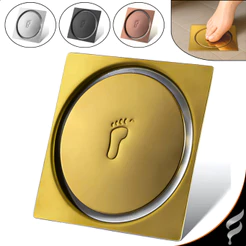 Ralo Click Inteligente 10x10 cm Inox Quadrado Veda Cheiro Banheiro Lavabo Dourado Cromado Preto Rose