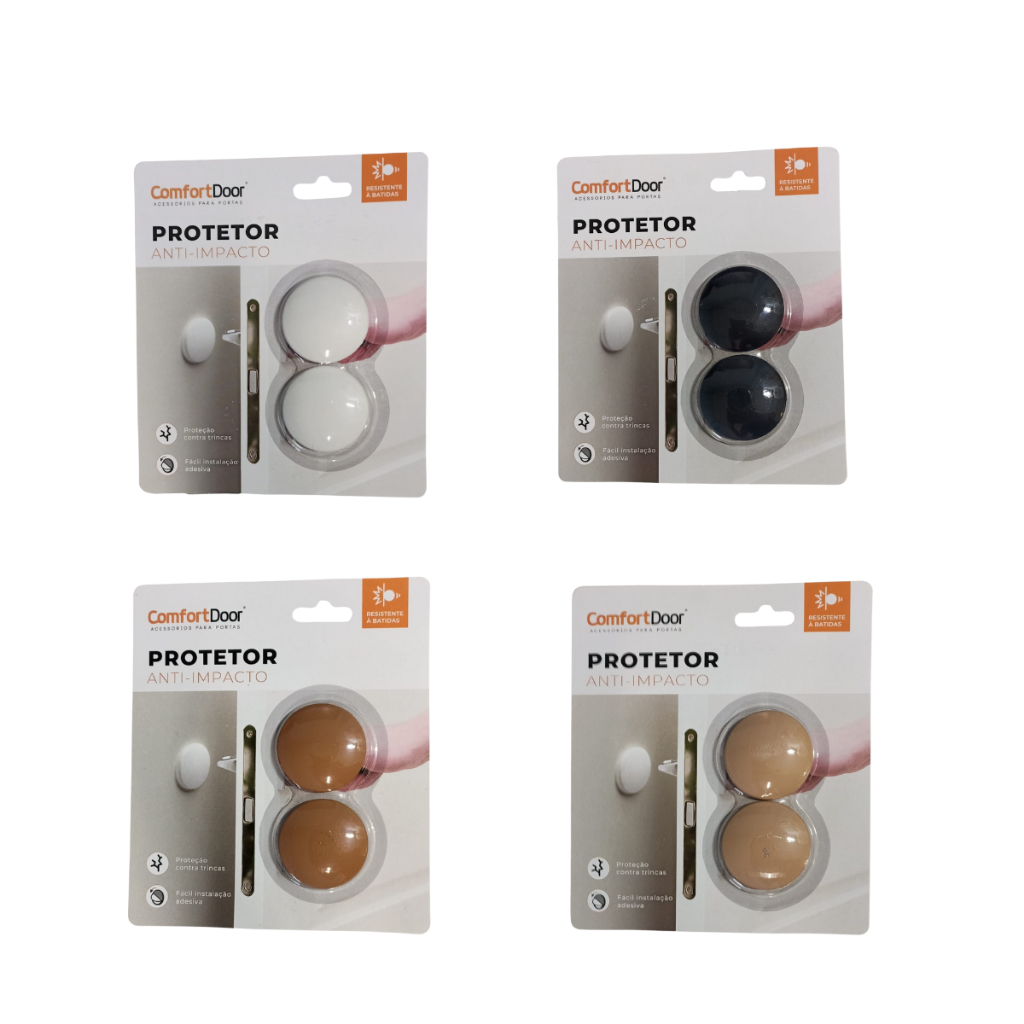 Kit 2 Protetor Adesivo Anti-impacto Fixador Porta Maçaneta Parede Proteção