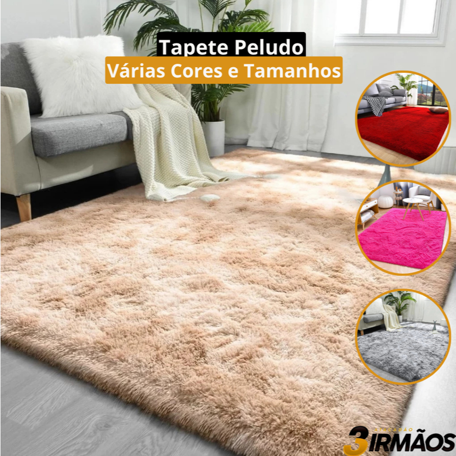 Tapete Peludo Antiderrapante Sala Quarto Grande Macio 2x1m 2×1,40m 2×2,50m