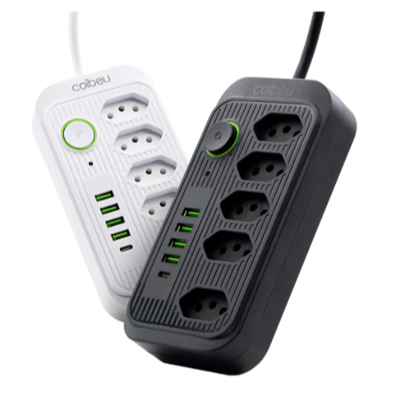 Extensão 5 Tomadas 4 USB 1 Type-C Universal Bivolt Power 110v/220v 2m WKC-541 COIBEU