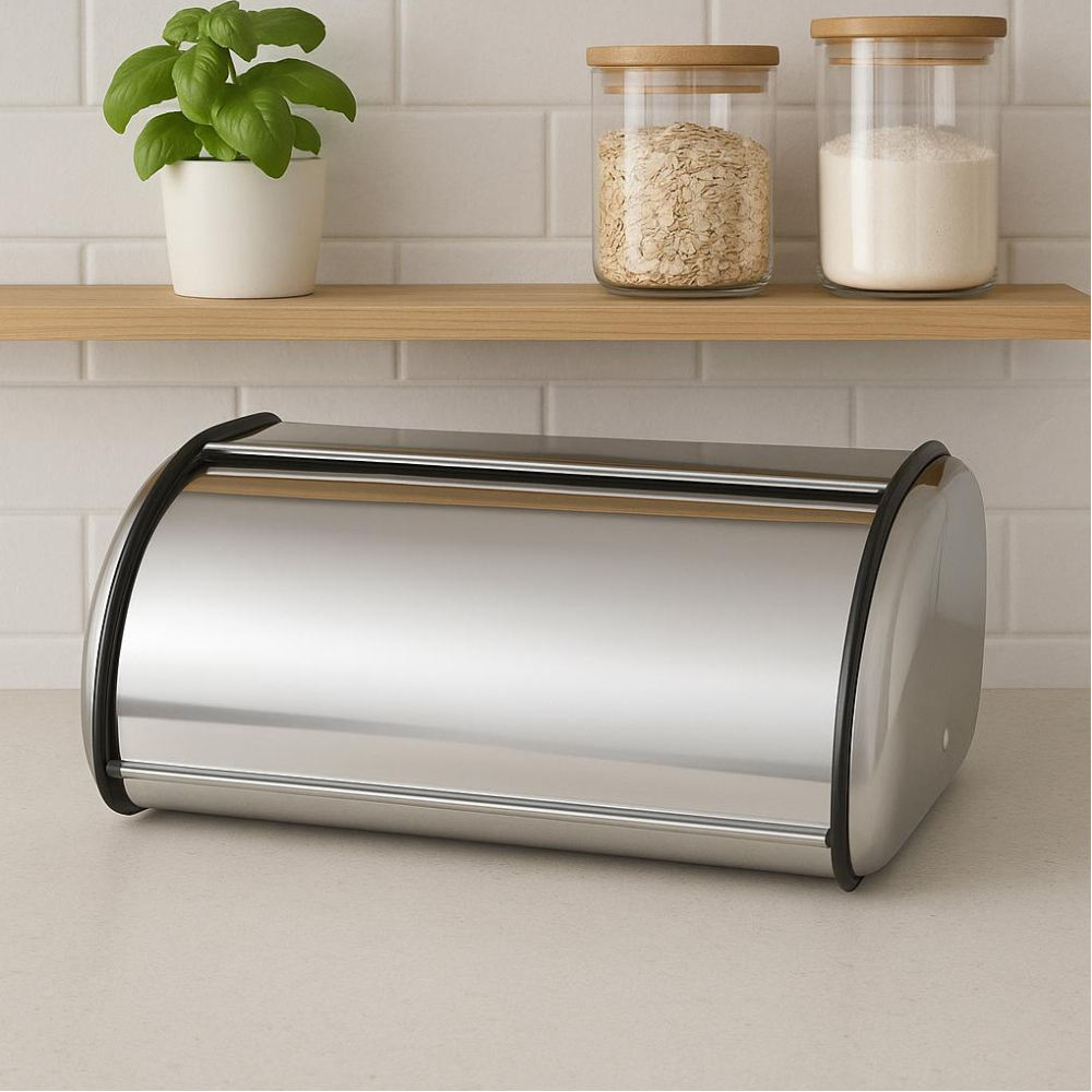 Porta Pão Inox Tampa Retrátil Para Bolo Pães de Forma Decorativo De Mesa Para Cozinha MEK