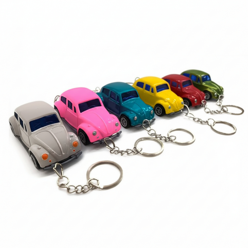 Carrinho Miniatura Chaveiro Fusca Volsk Retrô com Fricção Colecionável