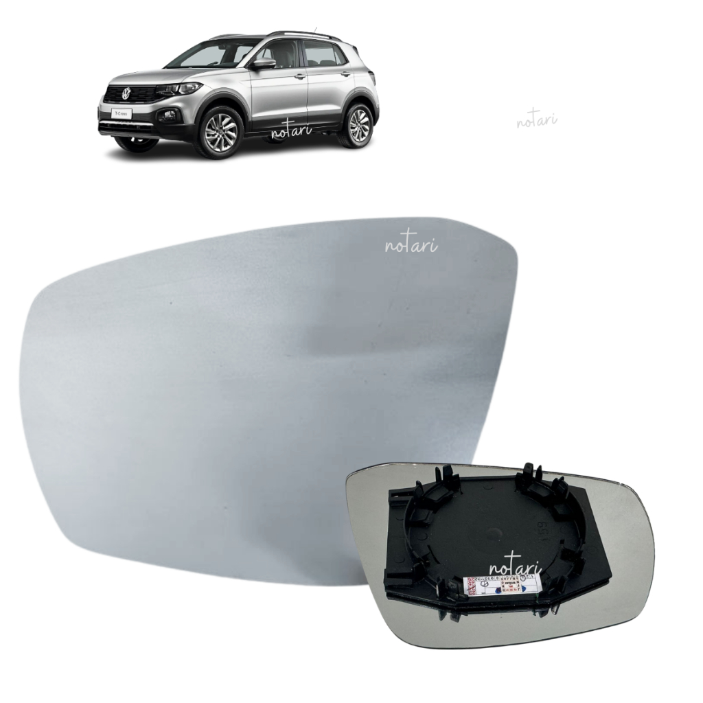 Lente Retrovisor E Base Volkswagen Polo Virtus 2017 2018 2019 2020 2021 2022 Lado Esquerdo
