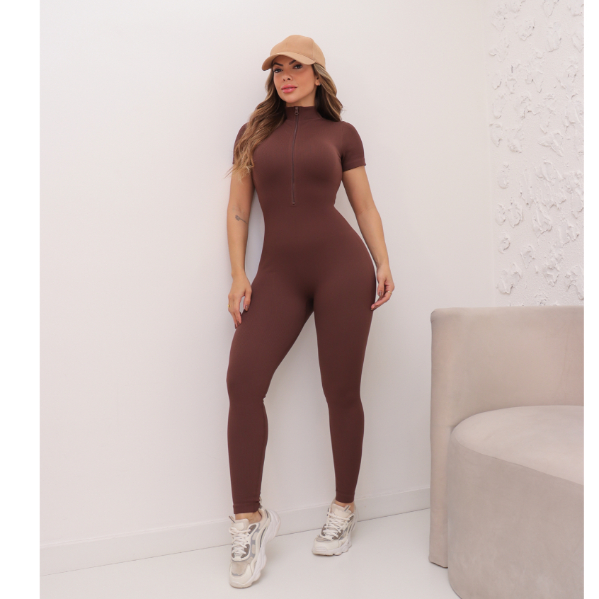 Macacão Feminino Esportivo Canelado Poliamida Academia Elástico Fitness 3RD SD1485 em Oferta na Shopee