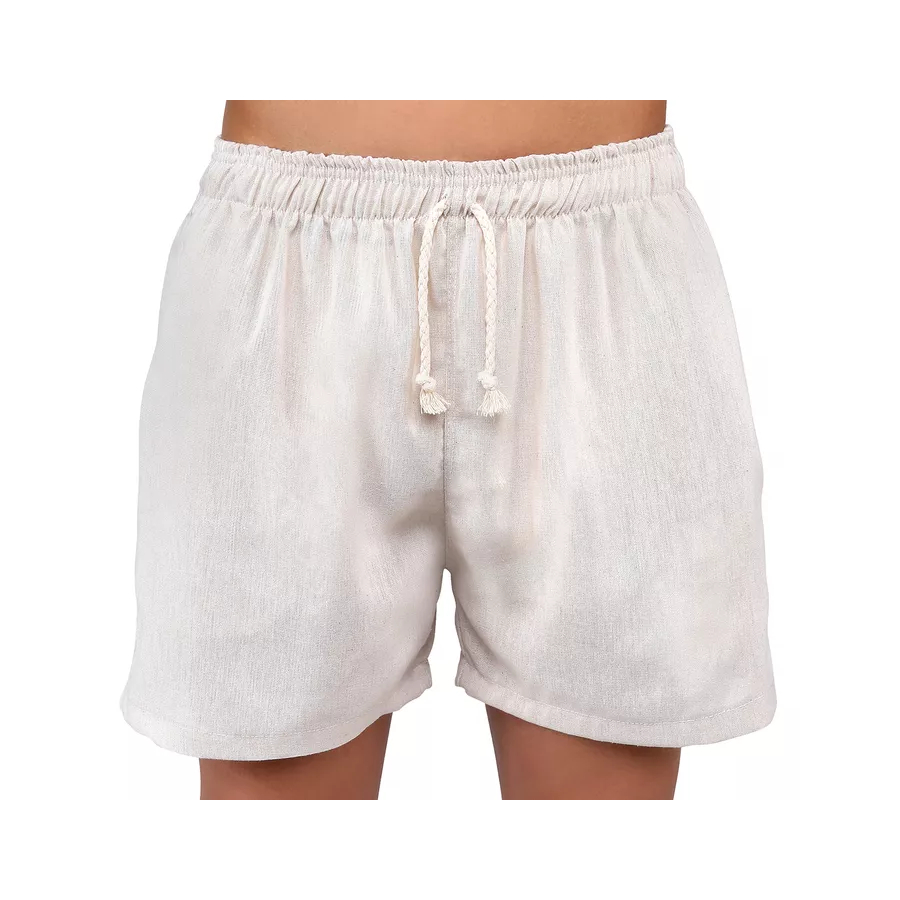 Short Mauricinho em Linho Com 2 bolsos Frontais Bermuda Casual Adulto Masculino Praia Verão
