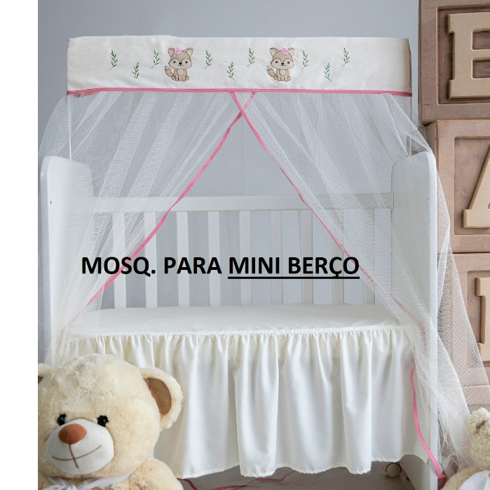 MOSQUITEIRO CORTINADO PARA ******* MINI BERÇO ******* RAPOSINHA ROSÊ 0,94 LARUGURA x 1,50 ALTURA