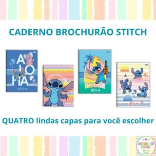 Caderno Stitch Capa Dura Brochura 1 Matéria Papelaria Fofa Infantil Material Escolar do Stitch