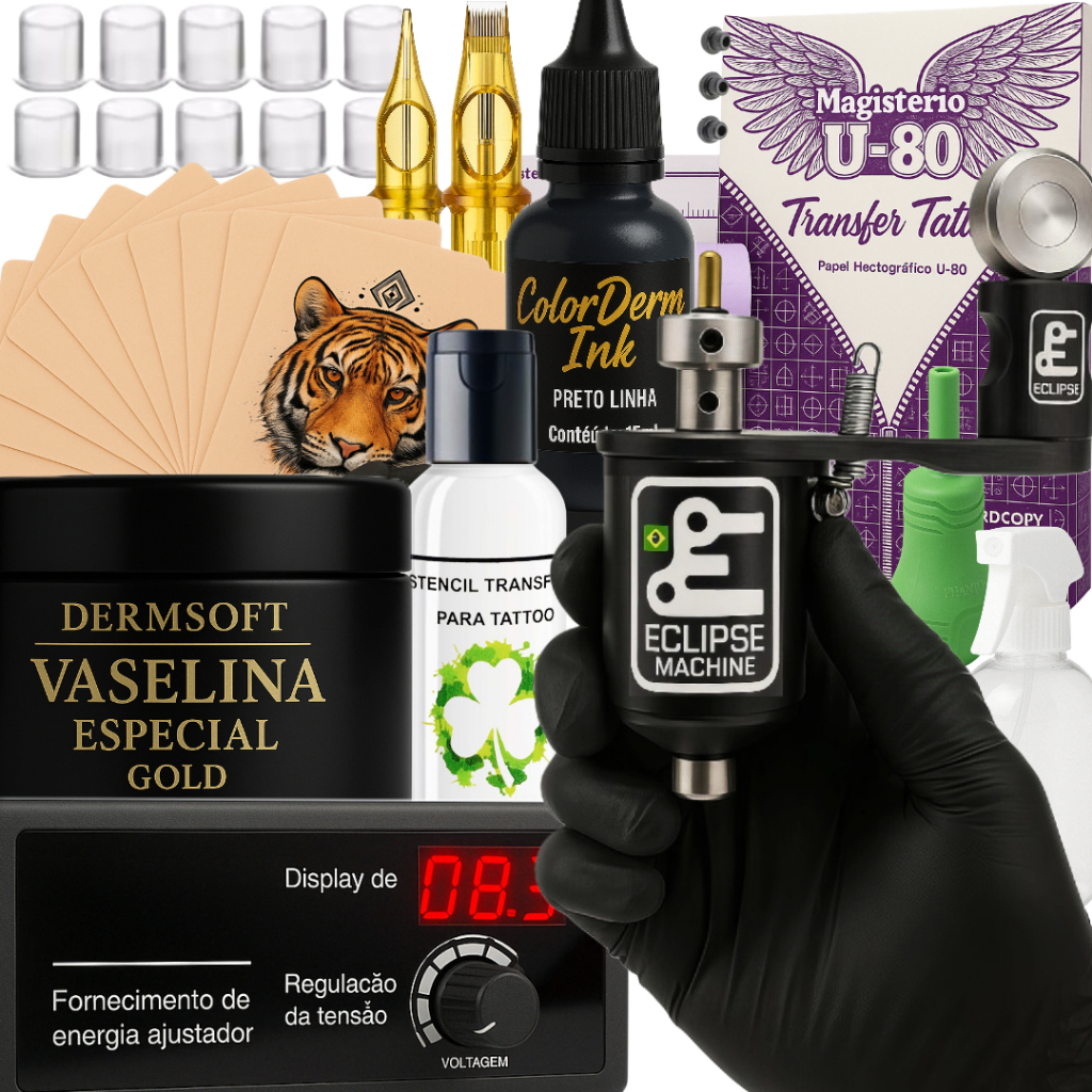 Kit De Tatuagem profissional Completo Ideal Para tatuador Iniciante Tattoo Maquina Cartuchos Agulhas em Oferta na Shopee
