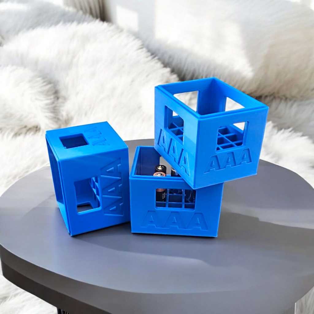 Case Porta Pilhas AAA Engradado Capacidade de até 20 Pilhas - Cor Azul 3D