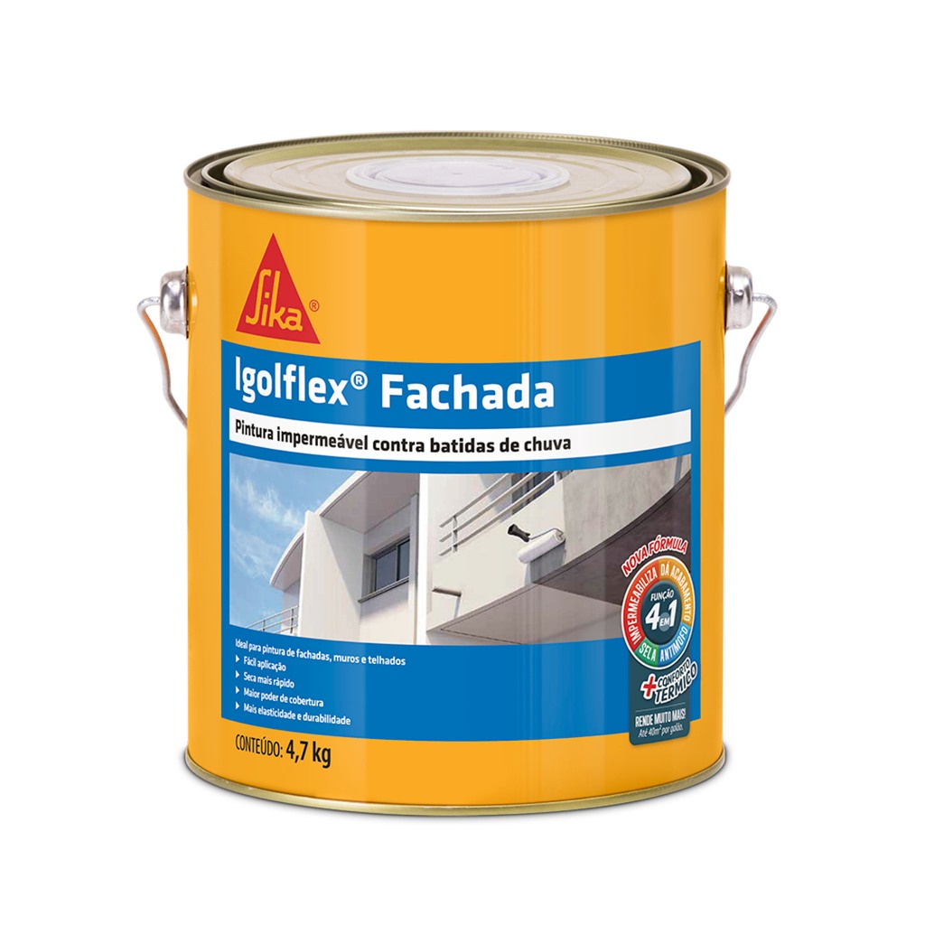 Impermeabilizante para Fachadas e Paredes Externas – Igolflex® Fachada Branco 4,7kg – SIKA em Oferta na Shopee