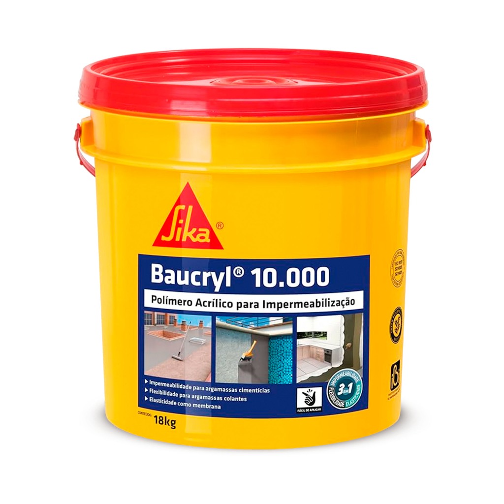 Aditivo para Argamassa e Impermeabilização - BAUCRYL 10000 Branco 18 kg - SIKA