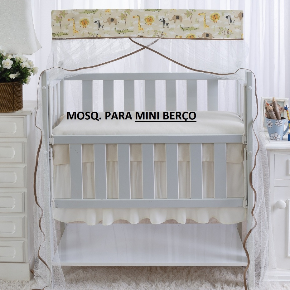 MOSQUITEIRO - CORTINADO - PARA ********  MINI BERÇO ******* SAFARI BEGE COM TULE PALHA
