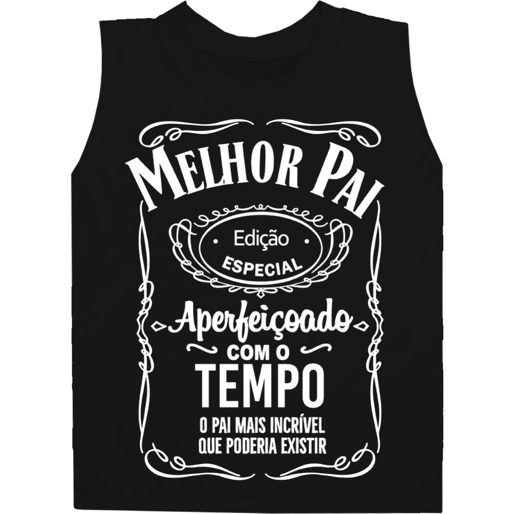 Regata Camisa masculina Básica Melhor Pai Camiseta Qualidade 100% Algodão Estampa Preto 2 ao GG