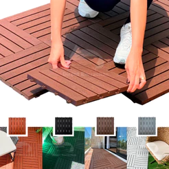 Kit 18 Deck Modular Plástico de encaixe lateral 33x33 - Box, Varanda, Quintal, Piscina