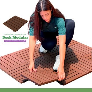 Kit 27 Deck Modular Plástico de encaixe lateral 33x33 - Box, Varanda, Quintal, Piscina em Oferta na Shopee