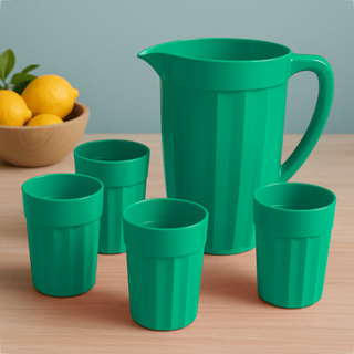 Kit 1 Jarra 1,7L + 4 Copos Coloridos 350ml Plástico Colorido Resistente em Oferta na Shopee