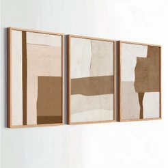 Kit Quadros Decorativos 50x70 Com Moldura Abstrato Moderno Para Sala Quarto