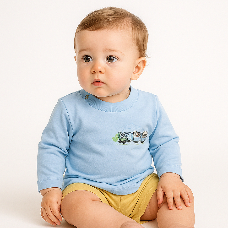 Camiseta Infantil Bebê Menino Manga Longa Pijama Super Confortável e Leve