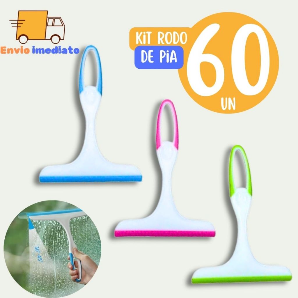 Kit 60 Rodinhos de Pia Silicone Rodo para Pia Cozinha Limpeza Multiuso Design Moderno
