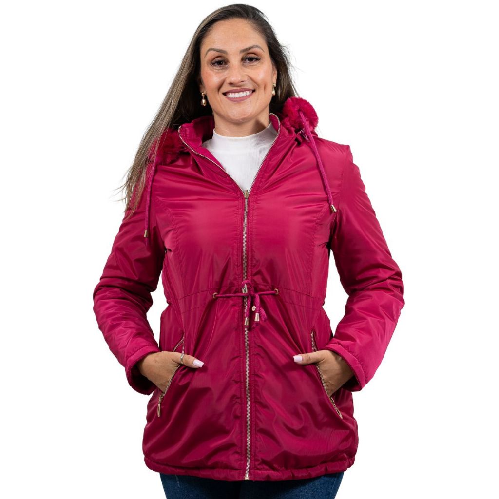Parka Dupla Face Nylon Nylon de Inverno Quentinha e Versatil em Oferta na Shopee