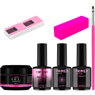 Kit Unha Gel +Blindagem Lirio  + Gel Led Uv + Pincel LIngua de Gato + 10 Moldes adesivos + Lixa Bloc em Oferta na Shopee