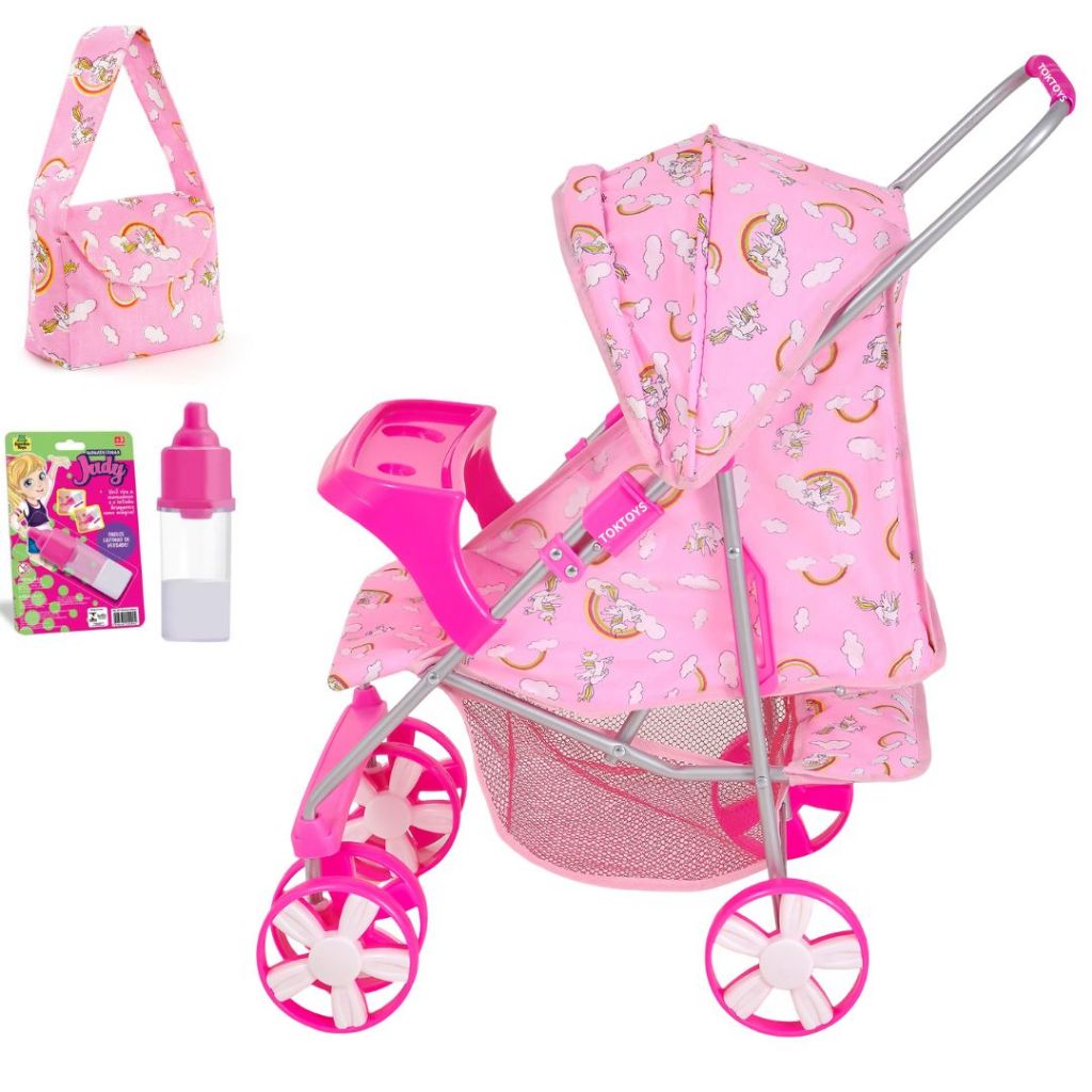 Carrinho de Boneca Infantil Milan Alive Reborn Luxo + Bolsinha + Brinde