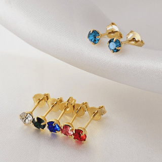 Brinco Ponto de Luz Colorido 4mm Banhado Ouro 18k Hipoalergênico em Oferta na Shopee