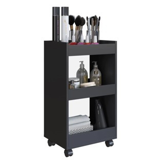 Carrinho Auxiliar com Rodinhas Suporte para Esmalte Salão de Beleza Manicure Organizador 3 Prateleiras Preto ou Branco