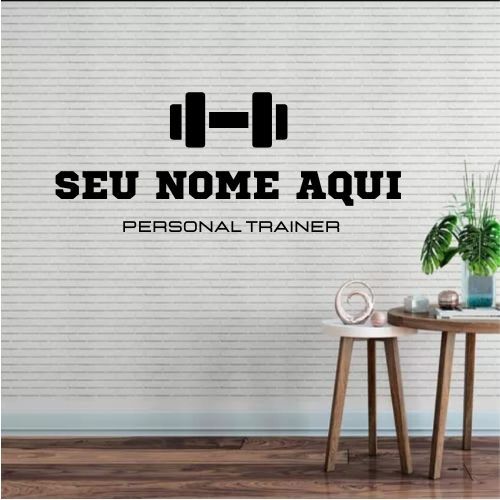 Adesivo decorativo de parede personalizado logomarca, personal trainer, musculação, academia, fitnes