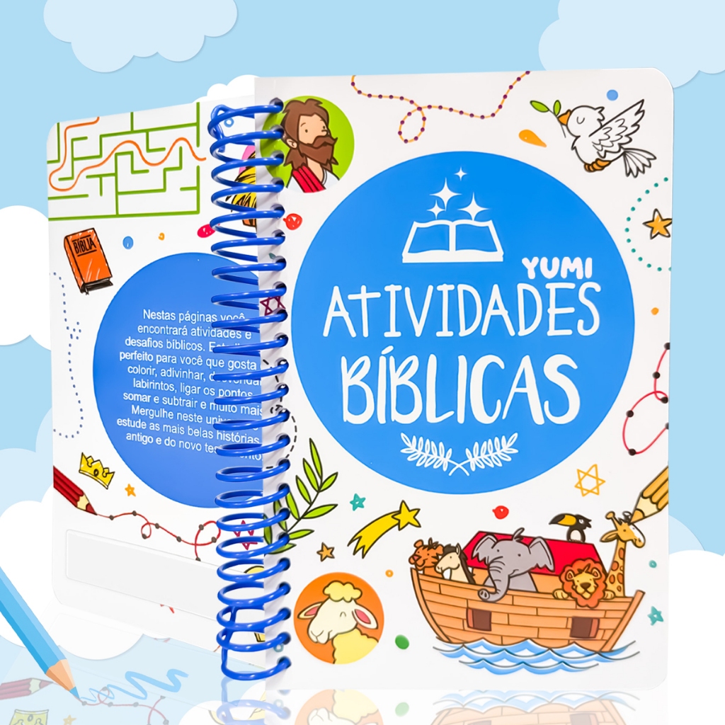 Livro : Atividades Bíblicas Cartilha De Estudos Bíblicos Com Espiral Jogos E Atividades P/ Crianças em Oferta na Shopee