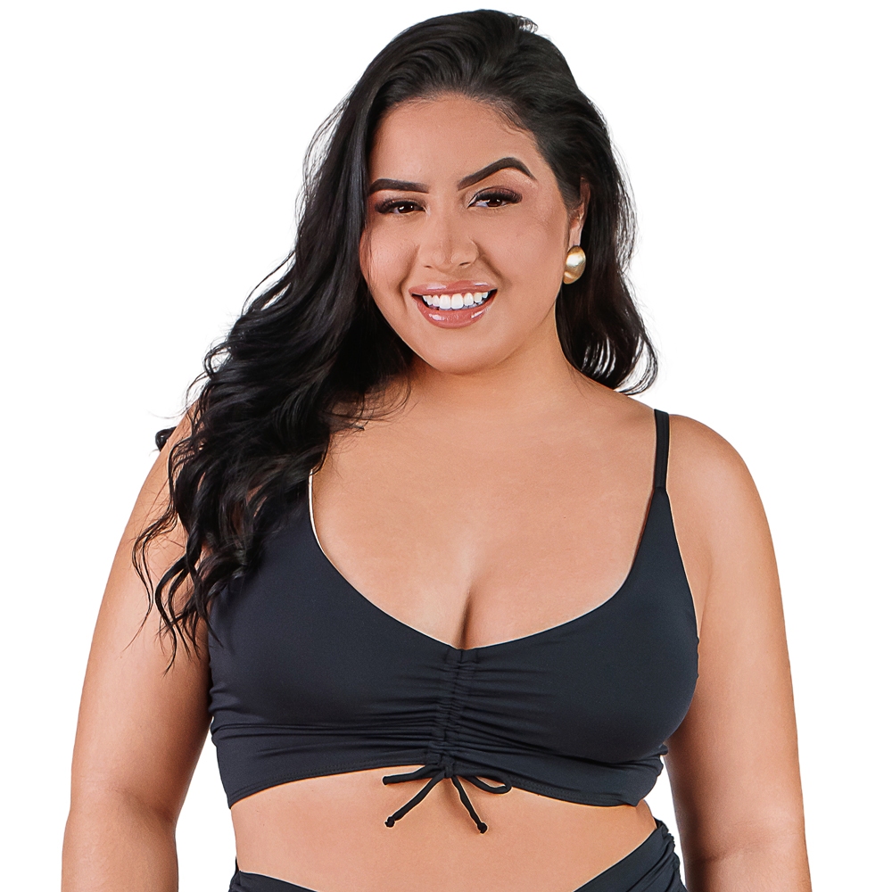 Top Biquíni Cropped Alça Regulável Plus Size Preto Summer Soul