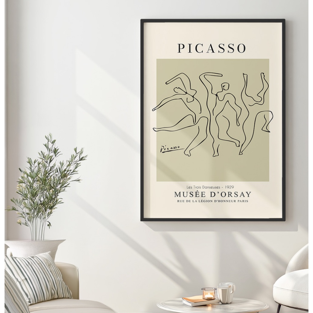 Quadro Abstrato Minimalista Com Moldura Quadro Decorativo Sala Quarto Grande Picasso Abstrato Dança