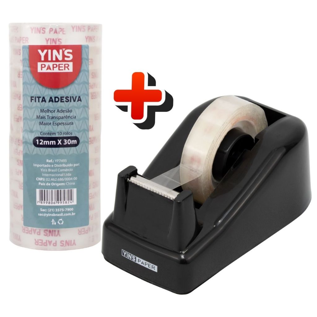 Suporte para Fita Adesiva Pequeno Base Antiderrapante, 10 rolinhos de fita: 12mm x 30 metros Escritório em Oferta na Shopee