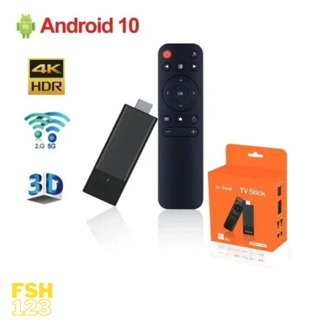 Tv Stick / Smart Tv Android 4k Wi-fi Hdmi Streaming Cor Preto Tipo De Controle Remoto Mini - FSH 123