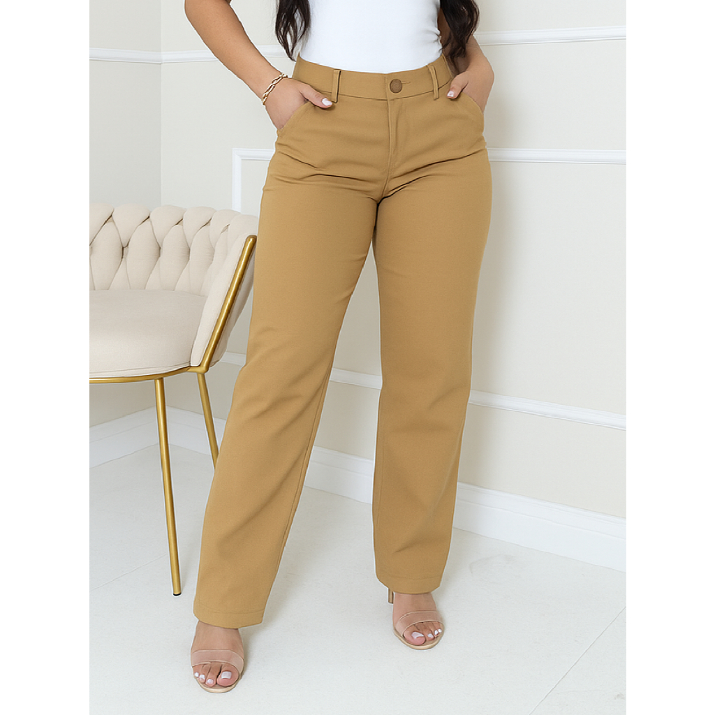 Calça Social PREMIUM Feminina Alfaiataria com botão VINTAGE trabalho em Oferta na Shopee