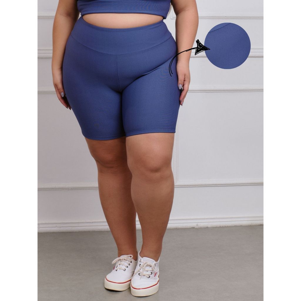 Bermuda Canelada Fitness Plus Size 11242 zero transparência